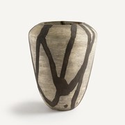 Beschilderde glazen vaas met matte strepen, H35,5 cm, Hedi