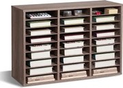 VEVOR Literatuur Organizer Documentenbak met 27 vakken en verwijderbare planken, Brievenbak voor sorteerder, gemaakt van hout, spaanplaat, opbergruimte voor kantoor, klaslokaal, thuis, zwart-grijs