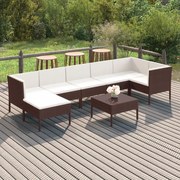 vidaXL 8-delige Loungeset met kussens poly rattan bruin