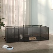 vidaXL Dierenhok klein 144x74x46,5 cm polypropeen en staal zwart