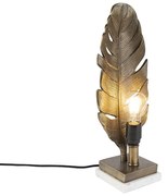 Art Deco tafellamp brons met marmeren voet - Leaf Art Deco, Klassiek / Antiek, Landelijk / Rustiek E27 Binnenverlichting Steen / Beton Lamp