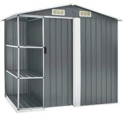 vidaXL Tuinschuur met rek 205x130x183 cm ijzer grijs