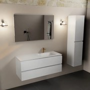 Mondiaz Aivy badmeubel 120cm talc met wastafel solid surface talc rechts 1 kraangat en spiegel