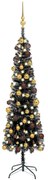 vidaXL Kerstboom met LED's en kerstballen smal 120 cm zwart