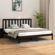 vidaXL Bedframe massief hout zwart 180x200 cm 6FT Super King