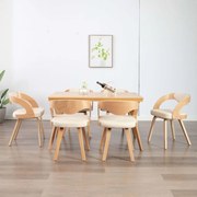 vidaXL Eetkamerstoelen 6 st gebogen hout en kunstleer crème