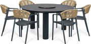Tuinset Ronde Tuintafel 6 personen 150 cm Kunststof Grijs  Domani Furniture Toscano/Arancia