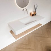 Zaro Alan badmeubel 110cm met planchet washed oak en vrijhangende wastafel cloud midden zonder kraangat talc