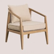 Kairos Fauteuil Van Hout En Rotan Crème Beige - Sklum