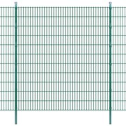 vidaXL Dubbelstaafmatten en palen 2008x2230 mm 4 m groen