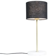 Tafellamp messing met zwarte kap 20 cm - Kaso Landelijk / Rustiek, Landelijk, Modern E27 rond Binnenverlichting Steen / Beton Lamp