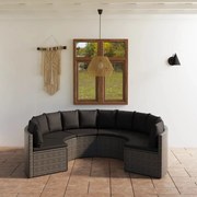 vidaXL 6-delige Loungeset met kussens poly rattan grijs