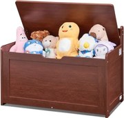 VEVOR Kinderbank Speelgoed Opbergbank, Bank met Opbergruimte Kinderspeelgoedkist, Speelgoedopberger, Speelgoedkist met Scharnierend Deksel en Rugleuning, 830 x 455 x 609 mm Kersenhout