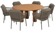 Corsica Jura dining tuinset 7 delig 160 cm rond H75 cm teak olijf 4 Seasons Outdoor