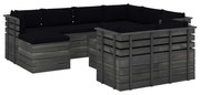 vidaXL 10-delige Loungeset met kussens pallet massief grenenhout