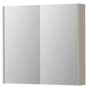 INK SPK2 Spiegelkast - 80x14x74cm - 2 deuren - dubbelzijdige Spiegel - schakelaar en stopcontact - MDF lak Mat kasjmier grijs 1105229