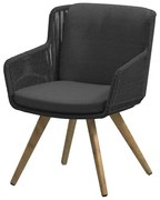 4 Seasons Outdoor Flores tuinstoel antraciet met teak onderstel SALE Tuinstoel houtkleur weerbestendig
