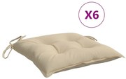 vidaXL Stoelkussens 6 st 40x40x7 cm stof beige