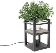 Industriële tafellamp zwart met hout - Cage Rack