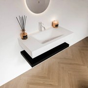 Zaro Alan badmeubel 90cm met planchet urban en vrijhangende wastafel cloud midden 1 kraangat talc