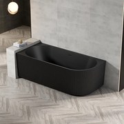 Zeza Nuo Half Vrijstaand Bad - 170x80x58cm - links - ribbel - met afvoer - mat zwart 7103L_MB