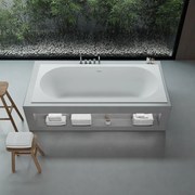 Ideavit SolidCozy inbouw bad - 180x80x54cm - solid surface - overloopgat - inclusief pop up afvoer - wit mat 290361