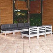 vidaXL 8-delige Loungeset met antracietkleurige kussens grenenhout