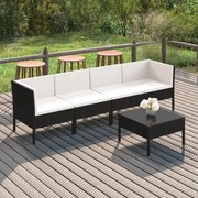 vidaXL 5-delige Loungeset met kussens poly rattan zwart