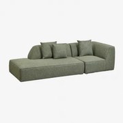 Cardea Gestoffeerde 2-delige Modulaire Hoekbank Met Chaise Longue Links Bouclé Groen – Salie - Sklum