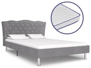 vidaXL Bed met traagschuim matras stof lichtgrijs 120x200 cm