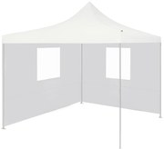 vidaXL Partytent met 2 zijwanden inklapbaar 2x2 m staal wit