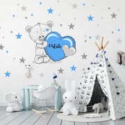 INSPIO Grijze teddybeer met blauwe en gele sterren