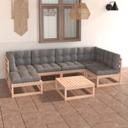 vidaXL 7-delige Loungeset met kussens massief grenenhout