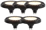 Set van 5 GU10 dimbare LED AR111 zwart 8W 600 lm 2700K