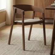Walnoot Eetkamerstoel Met Beige Stof