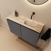 Mondiaz Ture DLux toiletmeubel 80cm dark grey met wastafel frappe rechts zonder kraangat