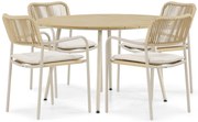 Tuinset 4 personen 125 cm Aluminium/rope Taupe Coco Penya/Matale