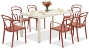 King/Vague wit met rode tuinset voor 6 personen Bica