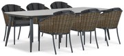 Tuinset 6 personen 240 cm Aluminium/wicker Grijs Santika Furniture Santika Tika