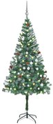 vidaXL Kunstkerstboom met LED's, kerstballen en dennenappels 180 cm