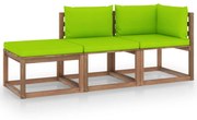 vidaXL 3-delige Loungeset pallet met kussens geïmpregneerd grenenhout