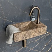 Saniclear Dark Emperador fontein met kraangat rechts 39x22x10cm