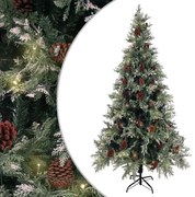 vidaXL Kerstboom met LED's en dennenappels 225 cm PVC en PE groen wit