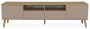 Tenzo Dot Taupe Tv-meubel Met Eiken - 192x43x54cm.