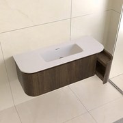 Lambini Designs Eleganza rond badmeubel 120cm dark walnut met ribbelfront en wastafel zonder kraangat