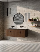 Muebles Raya badmeubel ribbelfront 120cm walnoot met zwarte wastafel zonder kraangat