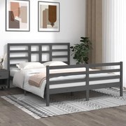 vidaXL Bedframe massief hout grijs 160x200 cm