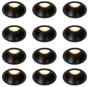 Set van 12 moderne inbouwspots zwart GU10 35mm IP44 - Dept
