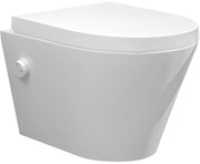 Saqu Wash 2.0 randloos hangtoilet met koudwater-bidetkraan en toiletbril wit