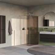 Brauer Oblivion inloopdouche bronsglas 100cm met 30cm zijwand RVS geborsteld PVD